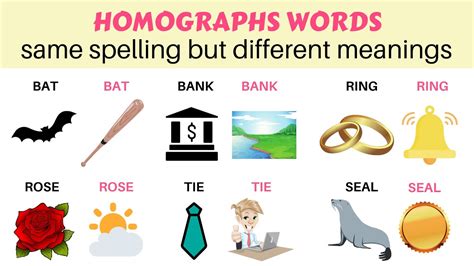 Homographs Words With Same Spelling But Different Meanings