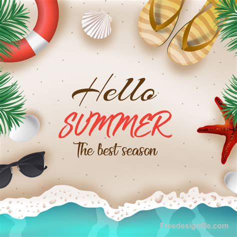 Hello Summer Best Season Vector Design Free Download