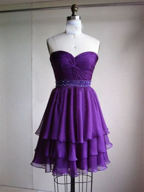 Cute Chiffon Three Layer Purple Prom Dress Short Prom Dresshomecoming