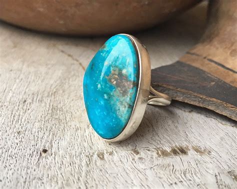 Simple Turquoise Ring For Women Or Men Size 8 Sterling Silver Navajo