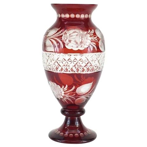 Vintage Bohemian Ruby Glass Vase Mid 20th Century Bohemian Glass Vintage Art Glass Glass Vase