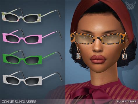 Sims 4 — Connie Sunglasses By Feyona — Rectangular Shaped Sunglasses