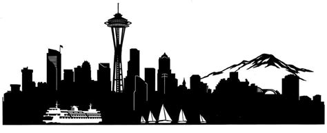 Illustrations Seattle Skyline Silhouette Seattle Skyline Drawing