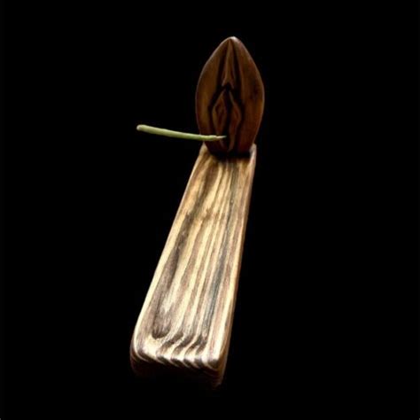 Incense Burner Hand Carved Wood Vagina Vulva Stick Burner Rare Ooak