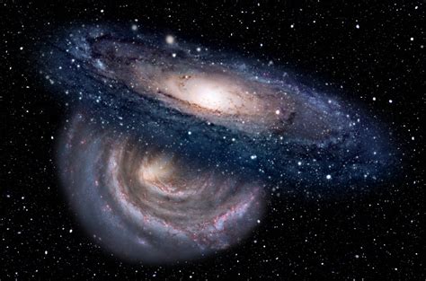 Galaxien Auf Kollisionskurs Der Zusammenstoß Von Andromeda Und Milchstraße Sonnen