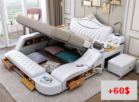 King Size Genuine Leather Massage Bed Set Modern Furniture Buy Bed Setsleather Bedmassage