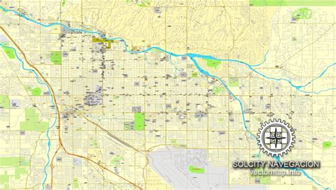 Tucson Arizona Us Printable Vector Street City Plan Map