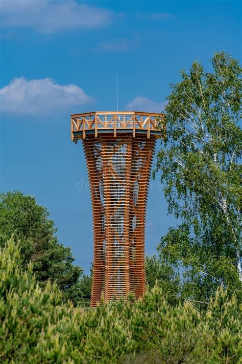 Wooden Observation Tower In Nature Reserve Kyritz Ruppiner Heide Stock