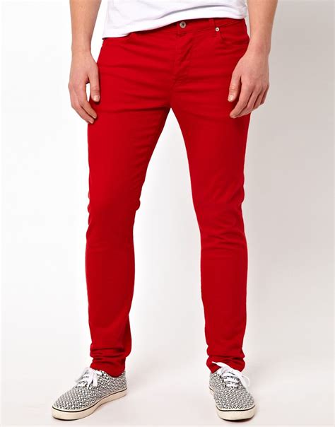 Skinny Jeans Men Jeans Pants Stretch Denim Pants Biker Jeans Red Skinny Jeans Red Jeans