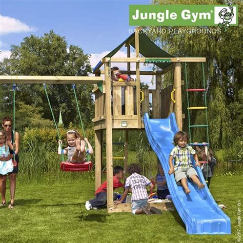 Jungle Gym Lodge Lektorn Komplett Inkl Swing Modul X Tra Och Rutschkana Elgiganten