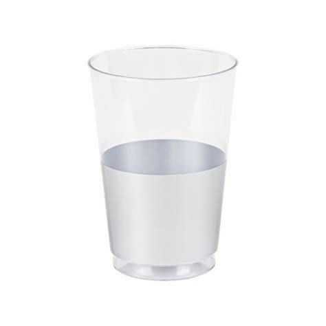 Clear Metallic Silver Thick Bottom Round Disposable Plastic Tumblers