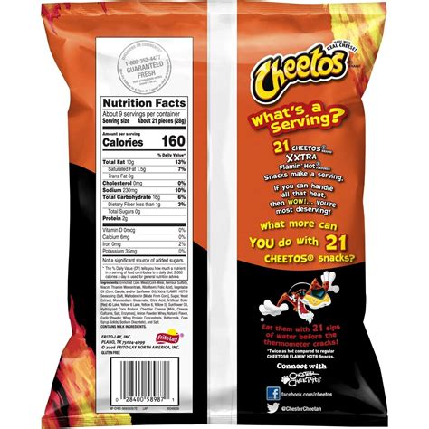 Cheetos Crunchy Xxtra Flamin Hot Cheese Snacks Chips Oz Bag