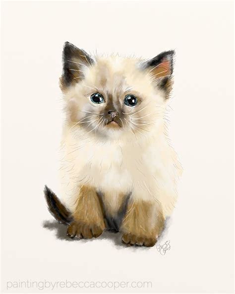 Baby Kittens Art Portrait Painting By Rebecca Emily Cooper Kitten
