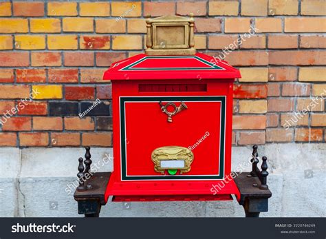 Red Mailbox Traditional Postal Box Budapest Stock Photo 2220746249