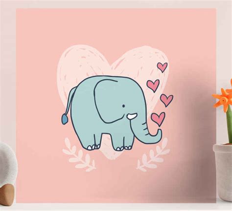 Cute Elephant Blowing Hearts From Snout Wall Pictures For Nursery