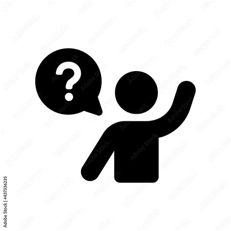 Person Asking Question With A Raised Hand Vector Icon Stock 벡터 Adobe