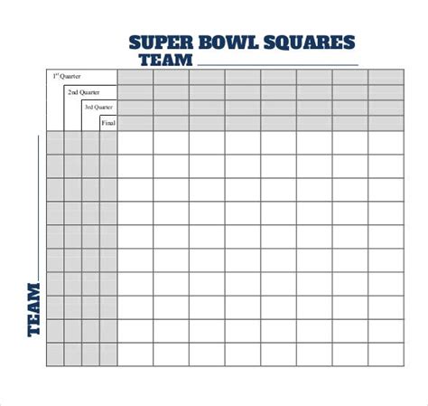 Super Bowl Squares Template Free And Premium Templates