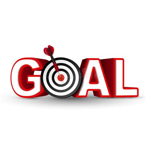 Goal Red Word And Conceptual Target With Arrow Stock Vector