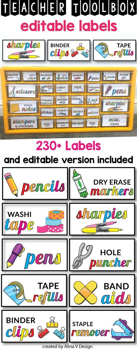 Bright Teacher Toolbox Organizer Printable Will Help You Decorate Your