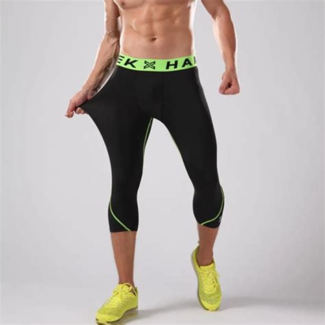 2017 new men 3 4 running pants basketball tights compression running leggings sport trousers