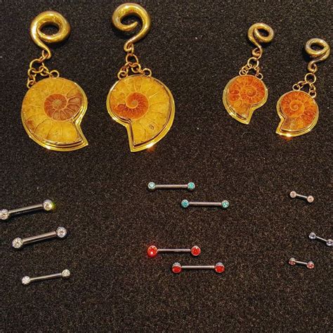 Our Specials This Month Diablo Ammonite Dangle Earrings Off Surgical Steel Side Set