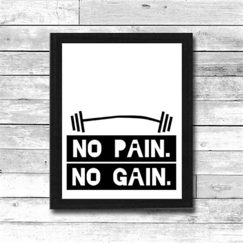Fitness Motivational Poster Print No Pain No Gain Gym Etsy