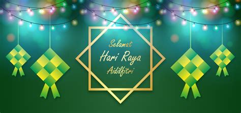 Abstract Selamat Hari Raya Aidilfitri With Lights Background Wallpaper