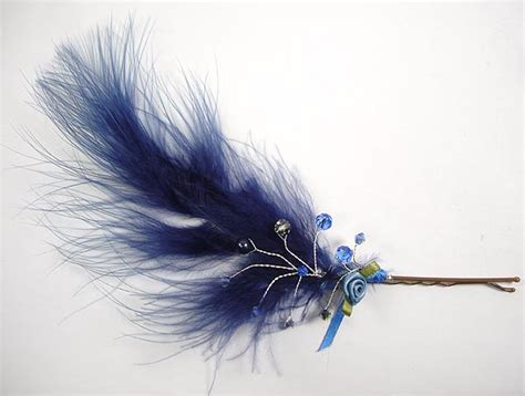 Tiaraonline Feather Satin Flower Crystal Bridal Hairpin Fifi Feather