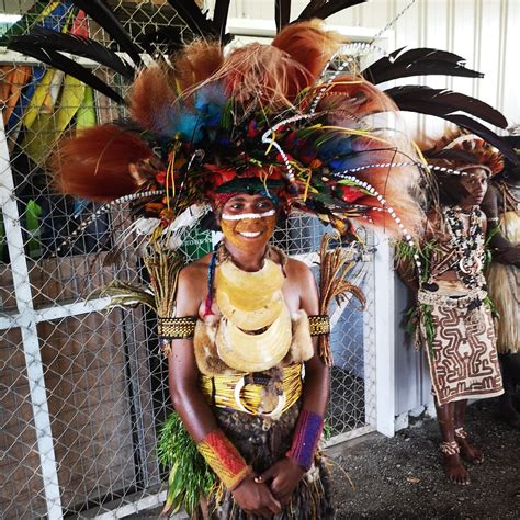 This Papua New Guinean Woman In Traditional Tribal Dress At The Morobe Show In Lae Headress Is