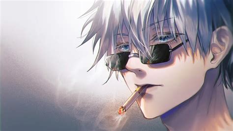 8 2557 Jujutsu Kaisen Satoru Gojo Smoking Sunglasses 4K Wallpaper