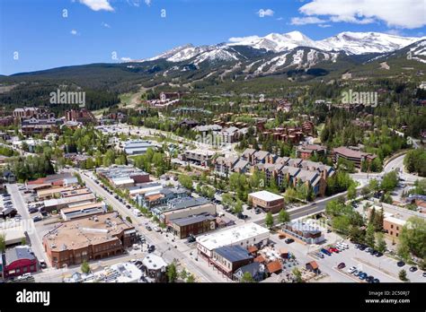 Aerial Views Above Downtown Breckenridge Colorado Stock Photo Alamy