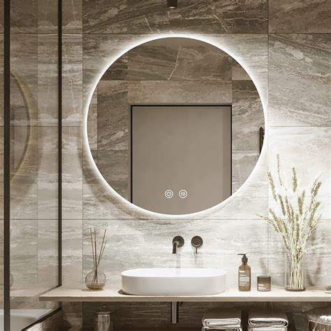 Bbe Modern Contemporary Lighted Fog Free Round Bathroom Vanity