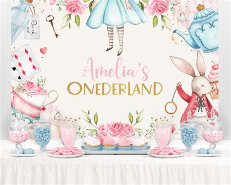 Alice In Wonderland Backdrop Alice In Onederland Decorations Etsy