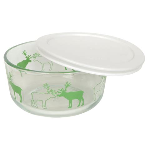 Pyrex 7201 4 Cup Reindeer Glass Bowl And 7201pc White Lid Click On The Image For Additional