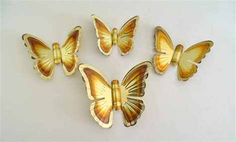 Butterfly Wall Decor Home Interiors Metal Set Of 4 Butterflies Etsy