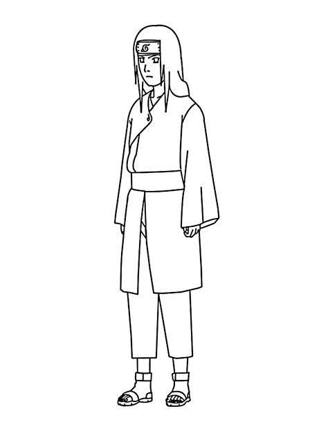 Hyuga Neji Picture To Color Free Printable Coloring Pages
