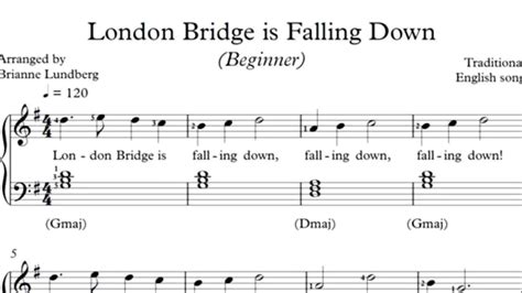 London Bridge Is Falling Down Easy Piano Sheet Music Youtube