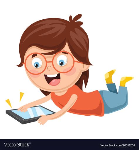 Kid Using Mobile Device Royalty Free Vector Image