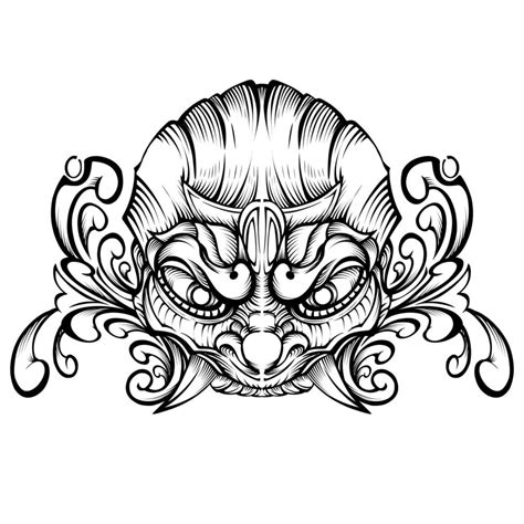 Japanese Oni Mask Vector Tribal Tattoo 9766926 Vector Art At Vecteezy