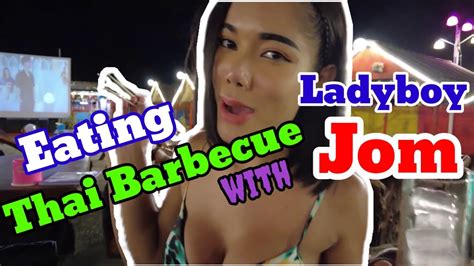 K Eating Thai Barbecue With Jom Ladyboy Pattaya Soi Thailand