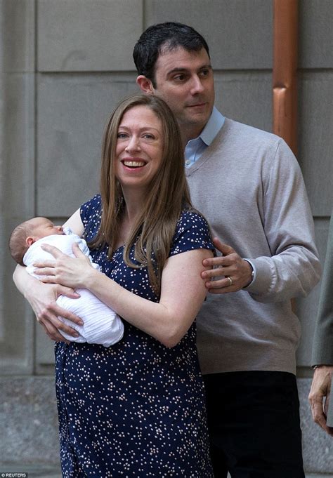 Chelsea Clinton Beams Clutching Newborn Son Aidan As She Emerges From