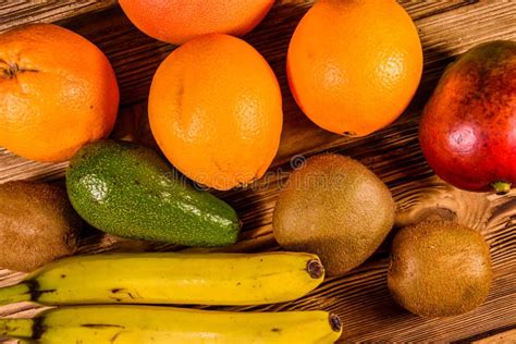 Still Life With Exotic Fruits Bananas Mango Oranges Avocado