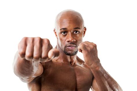 Muscular Man Punches Stock Photo Image Of Black Biceps 46173846