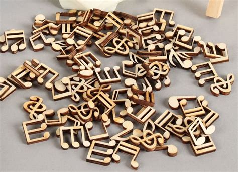 100 Wood Music Notes Nature 14 X 15 Mm Etsy