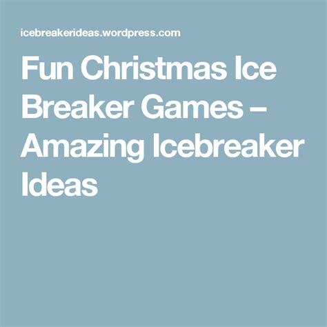 Fun Christmas Ice Breaker Games Ice Breaker Games Christmas Fun Ice