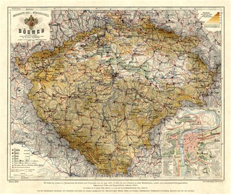Bohemia Map Czech Republic Vintage Map Print On Paper Or Etsy