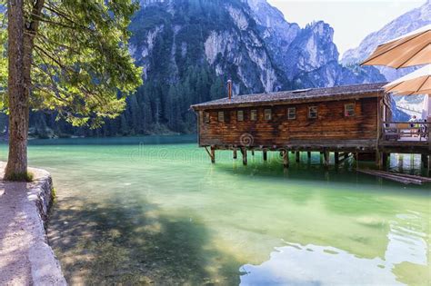 Lago Di Braies Beautiful Lake In The Dolomites Editorial Photography