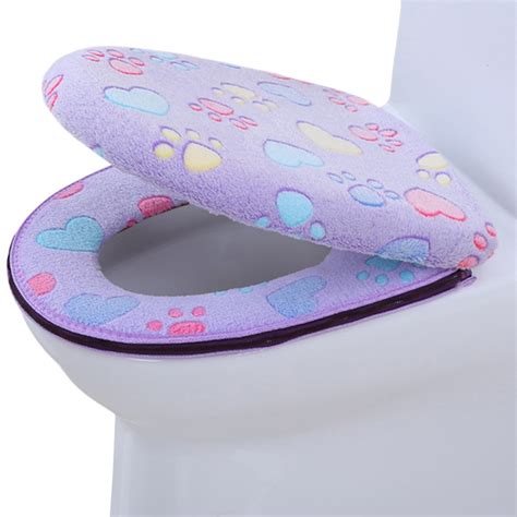 Buy Xandf 2 Piece Cat Paws Zipper Velvet Toilet Seat Cover Sets Bathroom