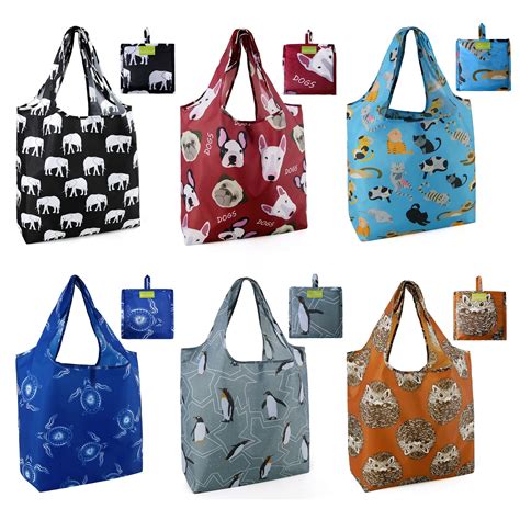 buy beegreen reusable grocery bags foldable 6 pack shopping bags large 50lbs cute groceries bags