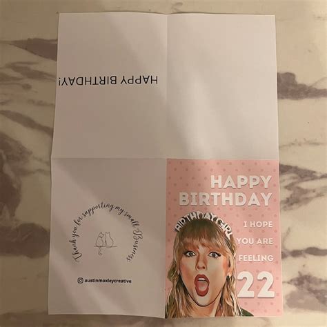 Taylor Swift Birthday Card Instant Printable Download With Etsy